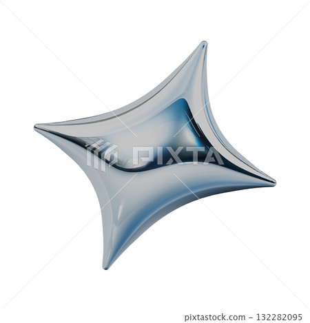 Metallic 3D icon of a diagonal diamond. Y2K style decorative stamp illustration Metallic 3D icon of a diagonal diamond. Y2K style decorative stamp illustration 132282095