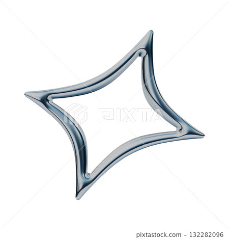 斜菱形框架中的金屬3D圖示。 Y2K風格裝飾郵票插圖 斜菱形框架中的金屬3D圖示。 Y2K風格裝飾郵票插圖 132282096