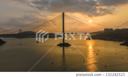 Oct 7 2025 Bright Morning Light Over Ting Kau Bridge 132282521