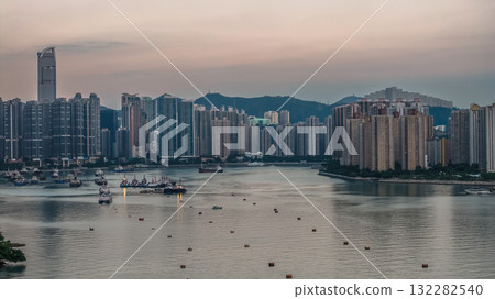 Oct 7 2025 Vibrant Waterfront Scene at Tsuen Wan Promenade 132282540