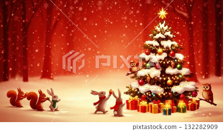 Fantastic Christmas tree night view, 8K advertising and poster background Fantastic Christmas tree night view, 8K advertising and poster background 132282909