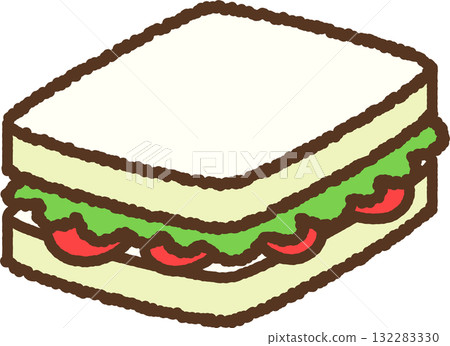 手繪圖示：蔬菜三明治 132283330