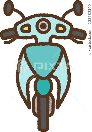 Hand-drawn style icon - Front view of a motorcycle 132283340