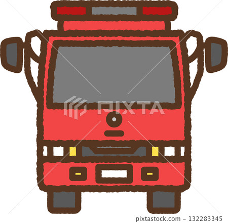 手繪圖圖：消防車的正面圖 132283345