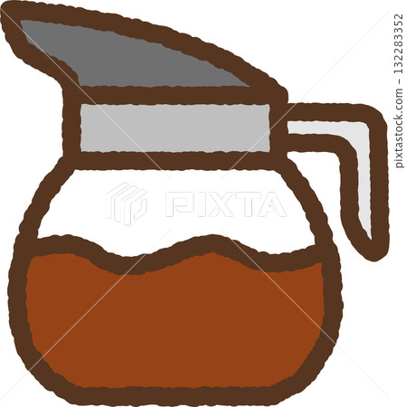 Hand-drawn single icon illustration: coffee pot Hand-drawn single icon illustration: coffee pot 132283352