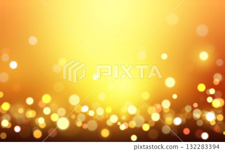 Golden Bokeh Light Background with Sparkling Glow Effect, Abstract Warm Glitter Design for Celebration and Luxury Style 132283394