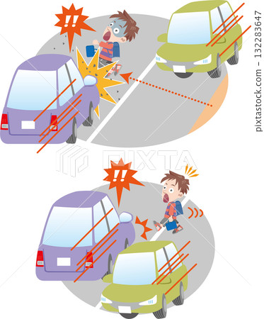 交通安全 <兒童及小學生過馬路時，超車與對車道的車輛相撞> 132283647