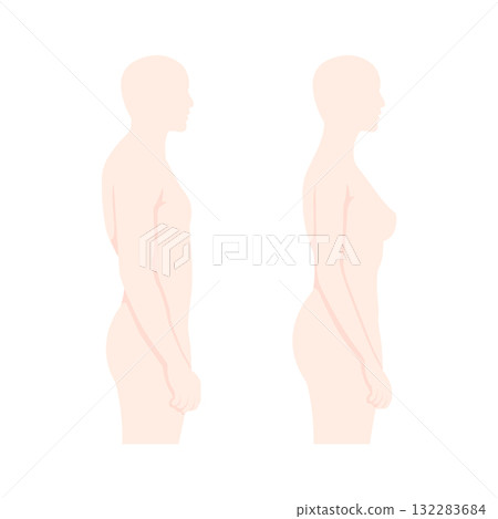 Male and female upper body silhouette illustration seen from the side Male and female upper body silhouette illustration seen from the side 132283684