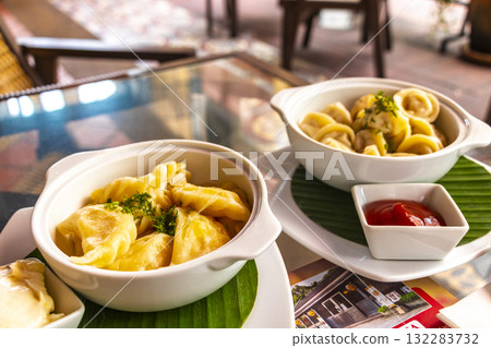 Spice House russian restaurant dishes meal in Patong Phuket Thailand. 132283732