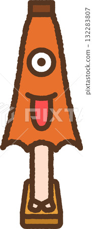 手繪單圖示插圖：傘鬼 132283807