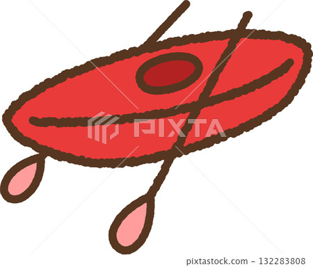 手繪單圖示插圖：划艇 132283808