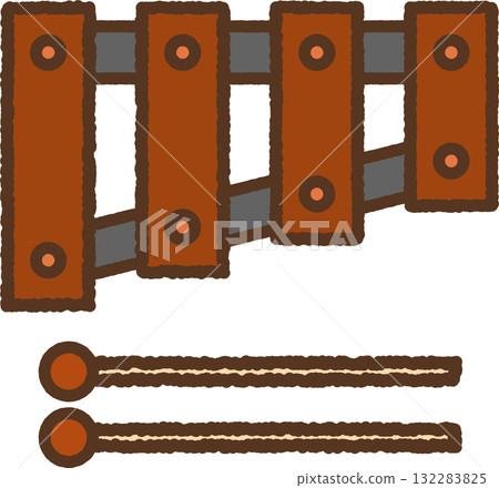 Hand-drawn single icon illustration: Xylophone Hand-drawn single icon illustration: Xylophone 132283825