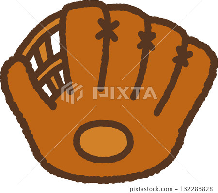 Hand-drawn single icon illustration: Baseball glove 132283828