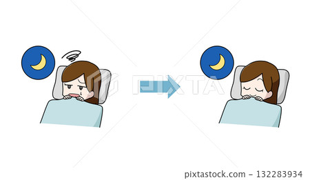 睡眠改善插圖集-女人 睡眠改善插圖集-女人 132283934