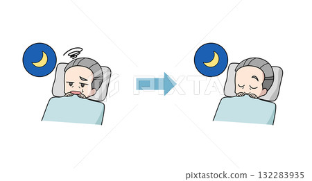 睡眠改善插圖集-老人 132283935