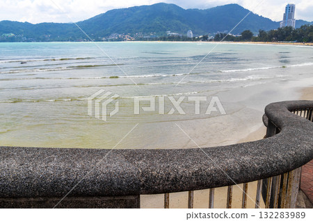 Patong Beach Phuket with turquoise blue water and sky Thailand. Patong Beach Phuket with turquoise blue water and sky Thailand. 132283989