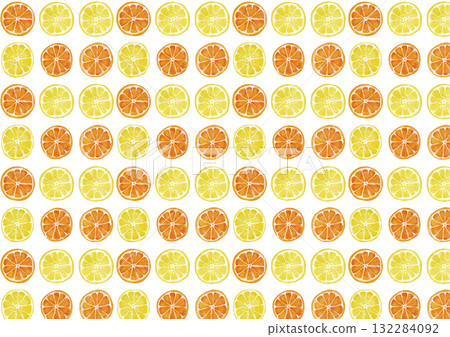 Watercolor style sliced lemon and mandarin orange pattern 132284092
