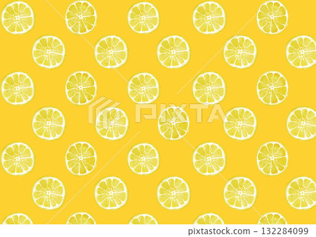 水彩風格切片檸檬（均勻切片）圖案 132284099