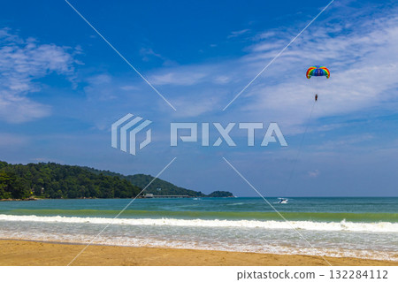 Patong Beach Phuket with turquoise blue water and sky Thailand. Patong Beach Phuket with turquoise blue water and sky Thailand. 132284112