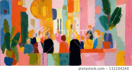 People Enjoying Window (oil painting) People Enjoying Window (oil painting) 132284268