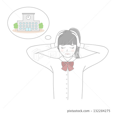 女孩擔心學校 132284275