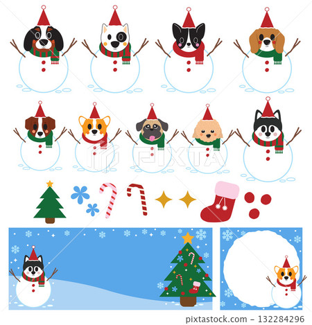 Christmas Snowman Dog.eps 132284296