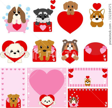 Cute dog Clinging Valentine.eps 132284571