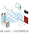 Men and women traveling abroad - isometric 132284814