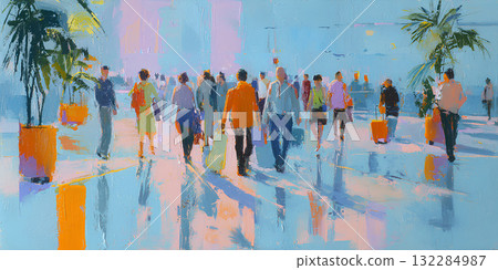 Airport Deck and Lobby (oil painting) 132284987