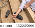 Elderly woman accidentaly fall down the stair. 132285000