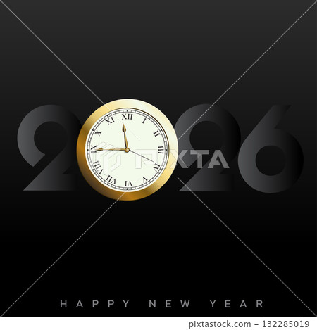 Luxury Happy New Year 2026 countdown clock with dissolving glitter. Vector 132285019