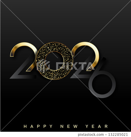 Luxury Happy New Year 2026 with elegant classic golden clock. Vector Luxury Happy New Year 2026 with elegant classic golden clock. Vector 132285021