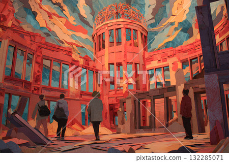 廣島原子彈爆炸圓頂屋圖片(紙模型) 廣島原子彈爆炸圓頂屋圖片(紙模型) 132285071