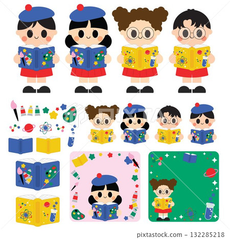 Kid with Book 132285218