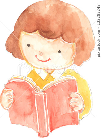 向量圖的一個女孩在讀書 132285248