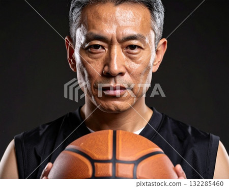 拿著籃球的成熟男人 132285460