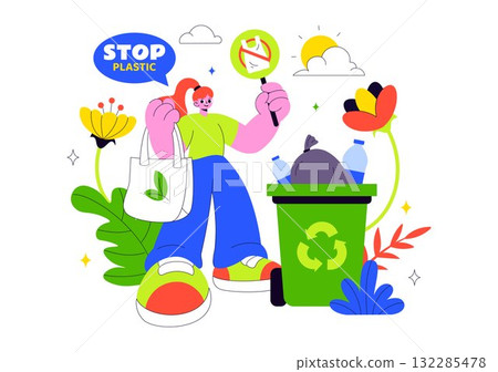 Plastic Waste Reduction Vector Illustration Featuring Waste Minimization, Organic Garbage Management, And Environmental Awareness Campaign Background Plastic Waste Reduction Vector Illustration Featuring Waste Minimization, Organic Garbage Management, And Environmental Awareness Campaign Background 132285478