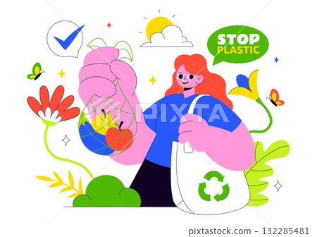 Plastic Waste Reduction Vector Illustration Featuring Waste Minimization, Organic Garbage Management, And Environmental Awareness Campaign Background Plastic Waste Reduction Vector Illustration Featuring Waste Minimization, Organic Garbage Management, And Environmental Awareness Campaign Background 132285481