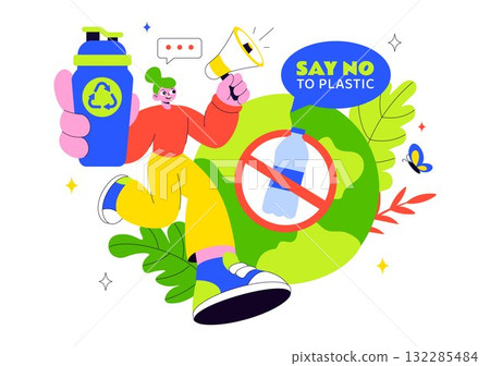 Plastic Waste Reduction Vector Illustration Featuring Waste Minimization, Organic Garbage Management, And Environmental Awareness Campaign Background Plastic Waste Reduction Vector Illustration Featuring Waste Minimization, Organic Garbage Management, And Environmental Awareness Campaign Background 132285484