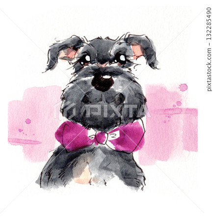 水彩畫的黑狗 水彩畫的黑狗 132285490