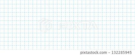Planer page with dashed square grid. Seamless blue checkered paper pattern. Simple cross dash graph texture. Bullet journal notebook background. School math lined sheet wallpaper. Vector 132285945