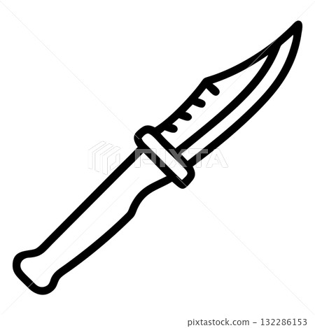 Outlined hunting knife with grip serrations offers a blend of practicality and durability Outlined hunting knife with grip serrations offers a blend of practicality and durability 132286153