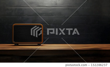 Old-school radio on the table, audio information media for news and entertainment 132286237