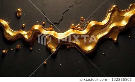 Gold material that resembles melted chocolate 132286505