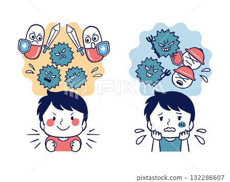 Illustration set of fighting pathogens Illustration set of fighting pathogens 132286607