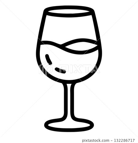 Simple wineglass outline reveals a classic glass holding red wine on the inside Simple wineglass outline reveals a classic glass holding red wine on the inside 132286717
