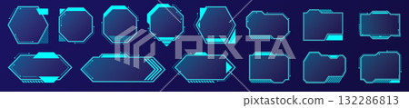 Glowing Blue Interface Panels Collection Glowing Blue Interface Panels Collection 132286813