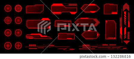 Dynamic red HUD elements for digital interfaces and game design 132286816
