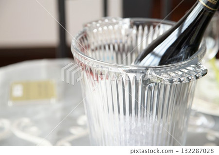 Wine bottles in a wine cooler Wine bottles in a wine cooler 132287028
