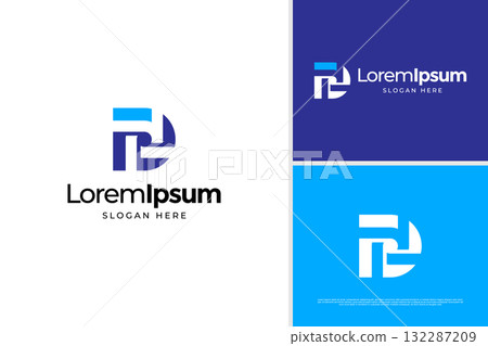 Geometric letter D concept logo design template with people icon 132287209